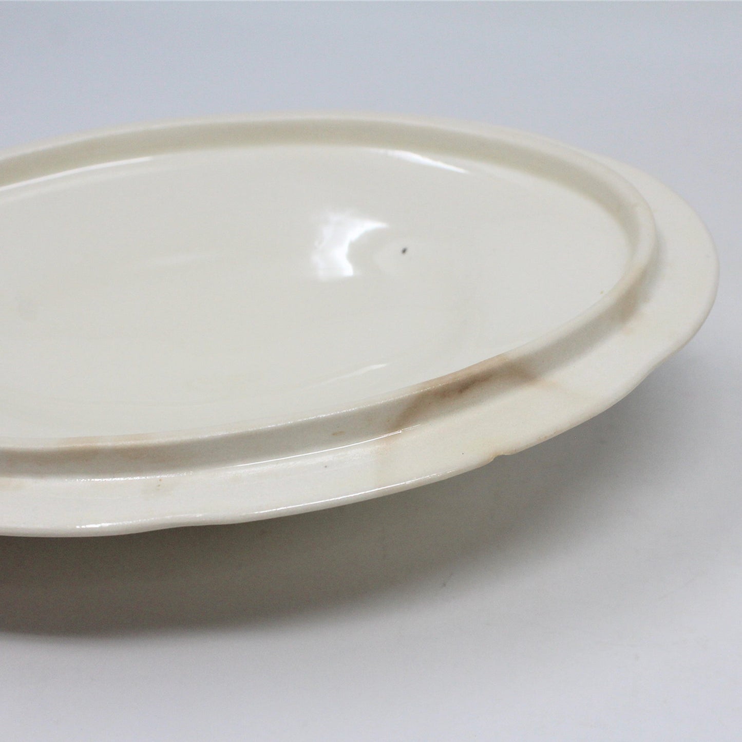 Covered Vegetable Bowl, Crooksville, Blue Trellis Floral Band, Advertising, Vintage