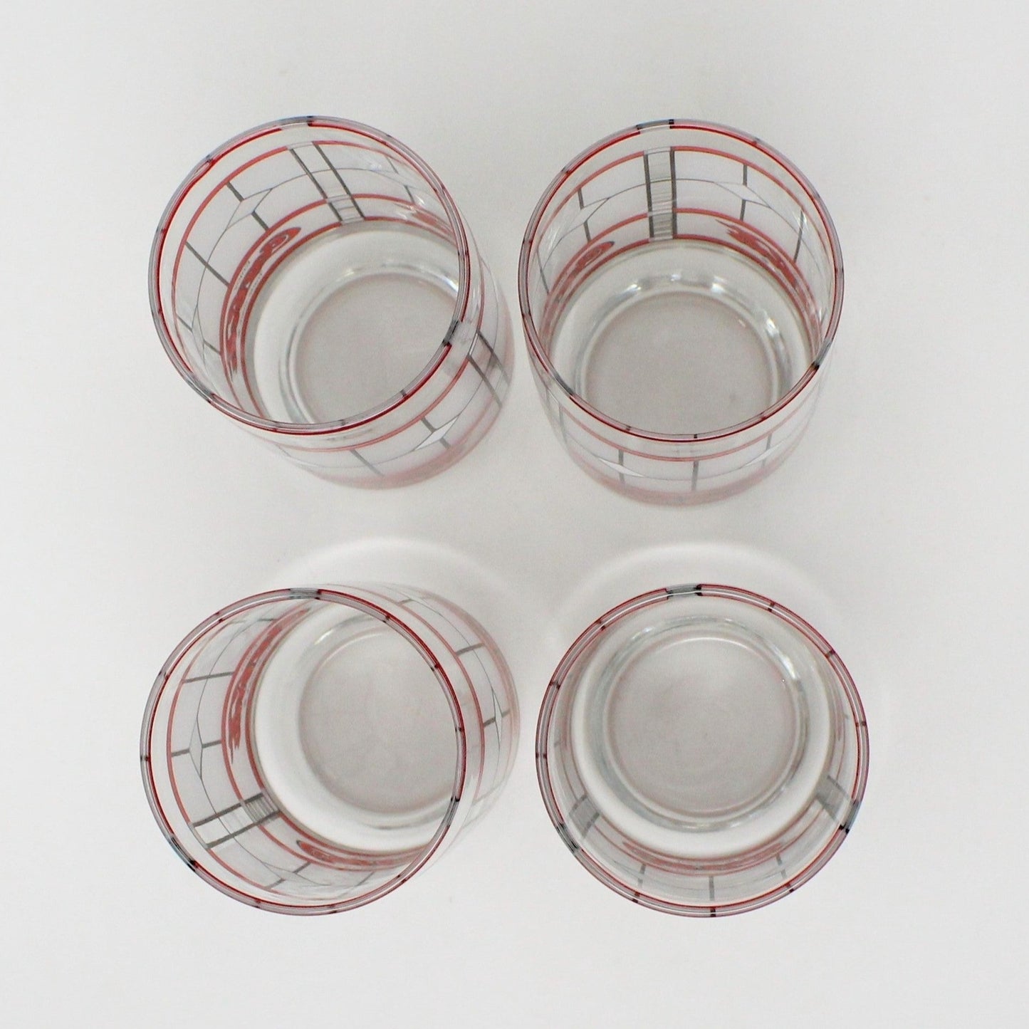 Glasses, Coca Cola Glass, Frosted Stained Glass, Tiffany Style, Set of 4, Vintage, SOLD