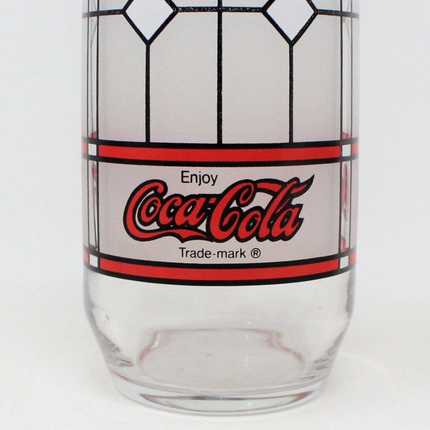 Glasses, Coca Cola Glass, Frosted Stained Glass, Tiffany Style, Set of 4, Vintage, SOLD