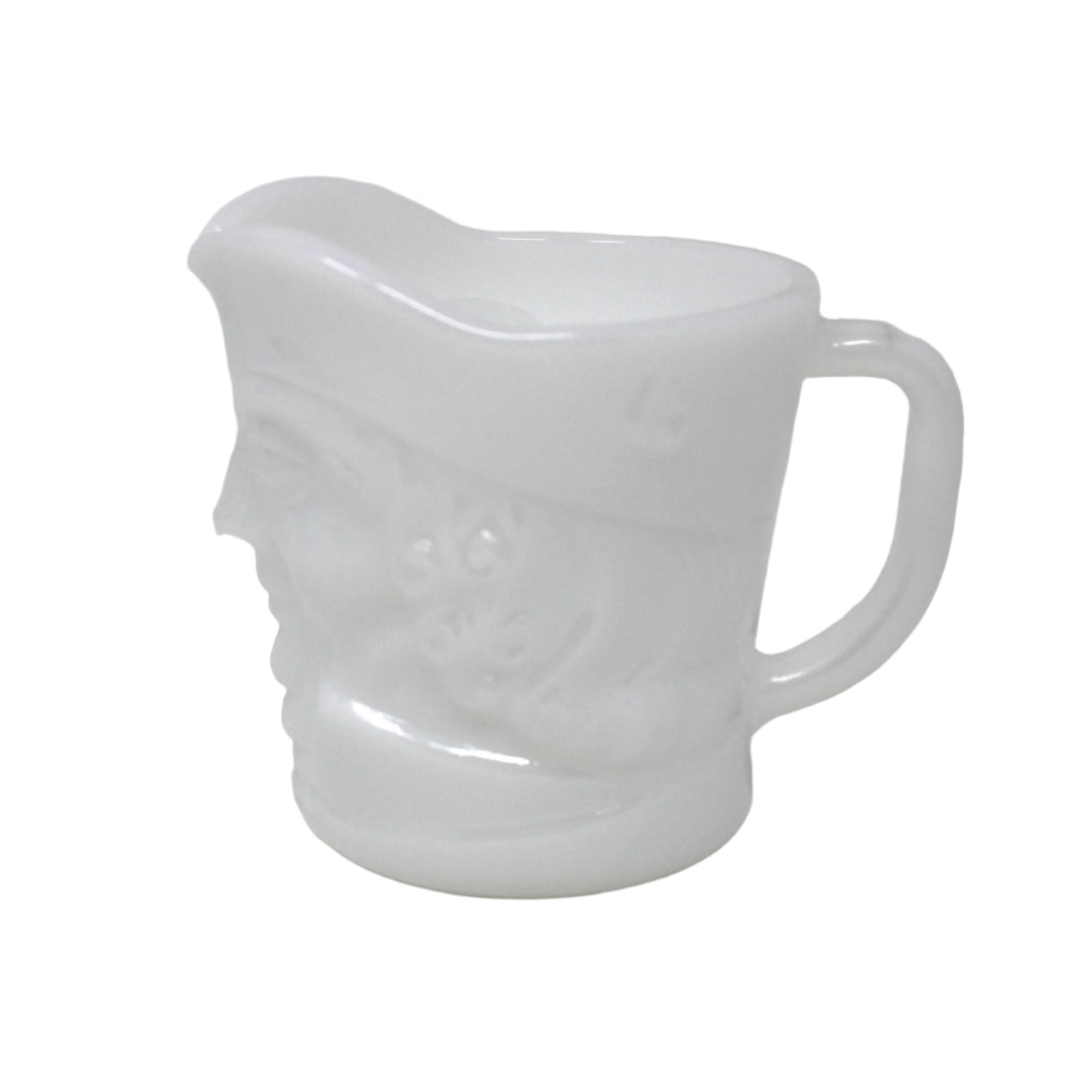 White ceramic pitcher on a white background