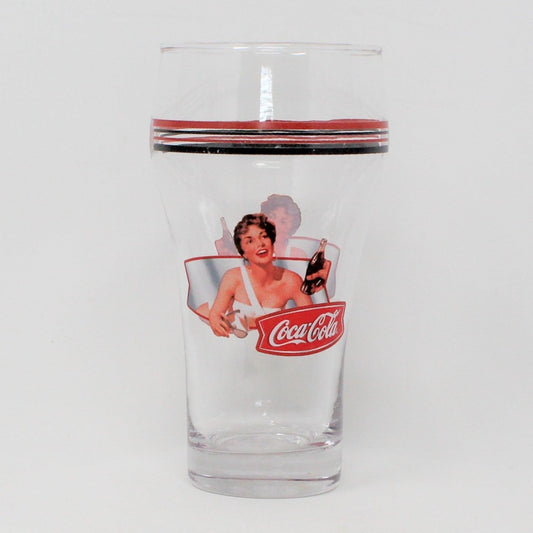 Glasses, Coca Cola Bell Glass, 1950's Lady in White Swimsuit, 2004
