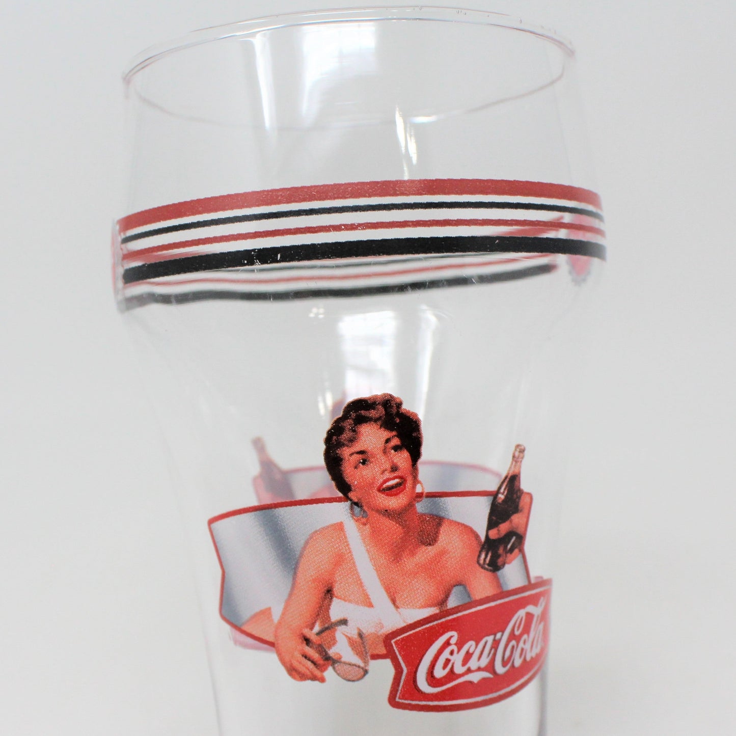 Coca Cola Bell Glass, 1950's Lady in White Swimsuit, 2004