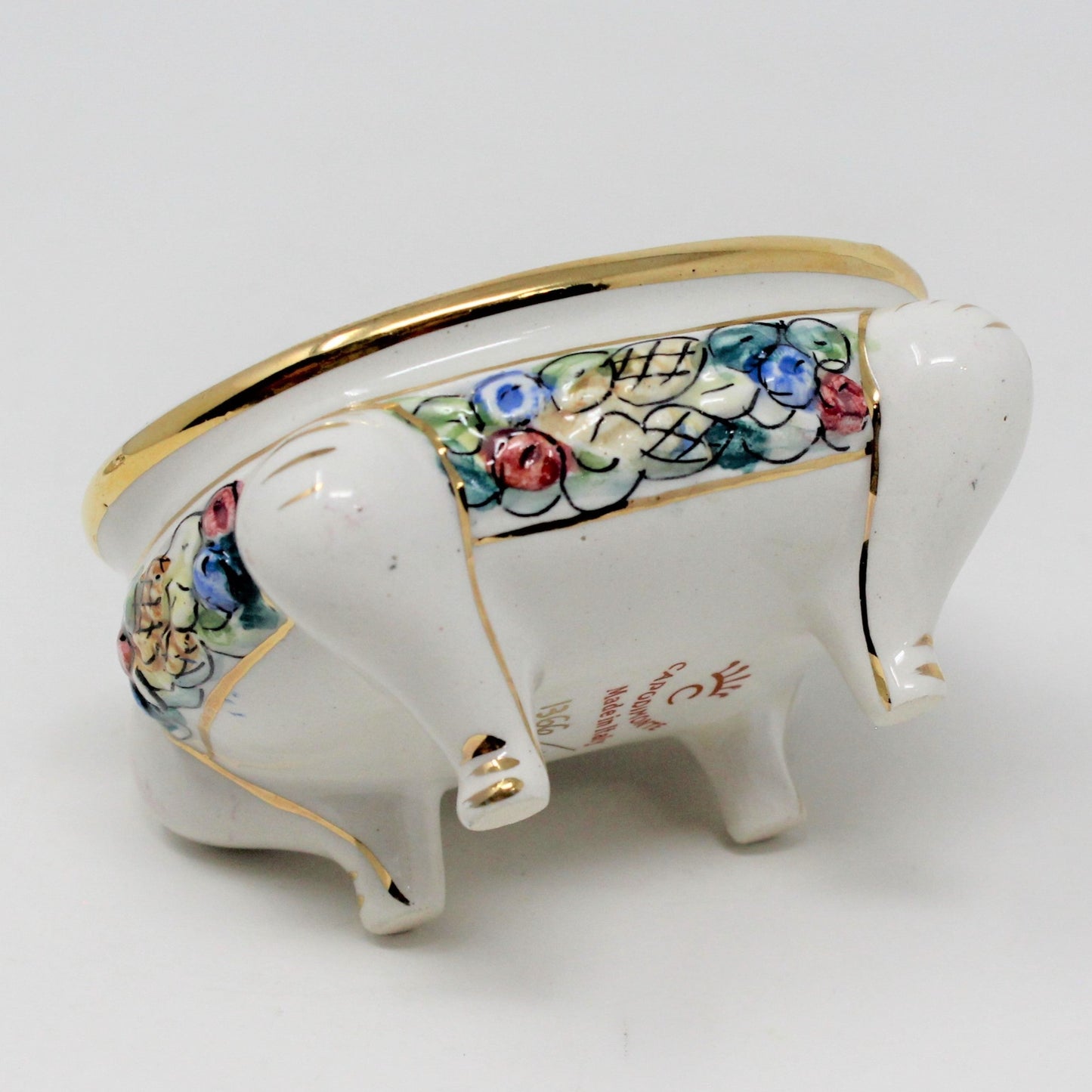 Hand painted trinket box. Footed Italian porcelain