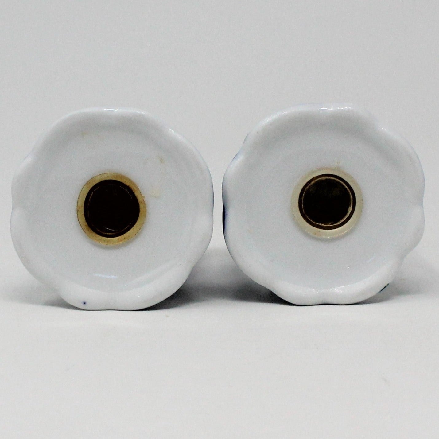 Salt and Pepper Shakers, Cracker Barrel, Blue and White, Flow Blue Style Porcelain, SOLD