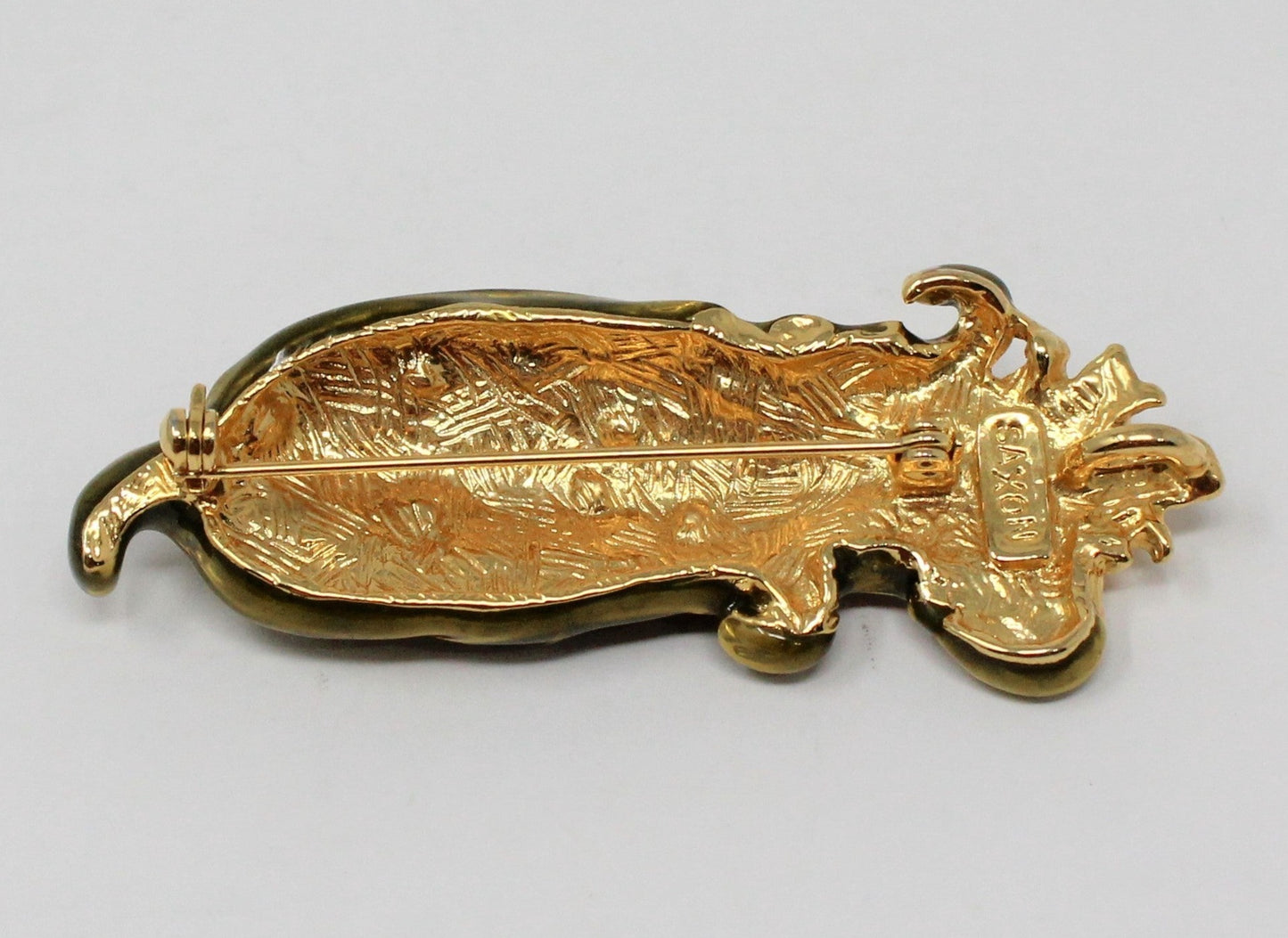 Brooch / Pin, Saxon, Ear of Corn, Enamel with Rhinestones, Vegetable, Vintage
