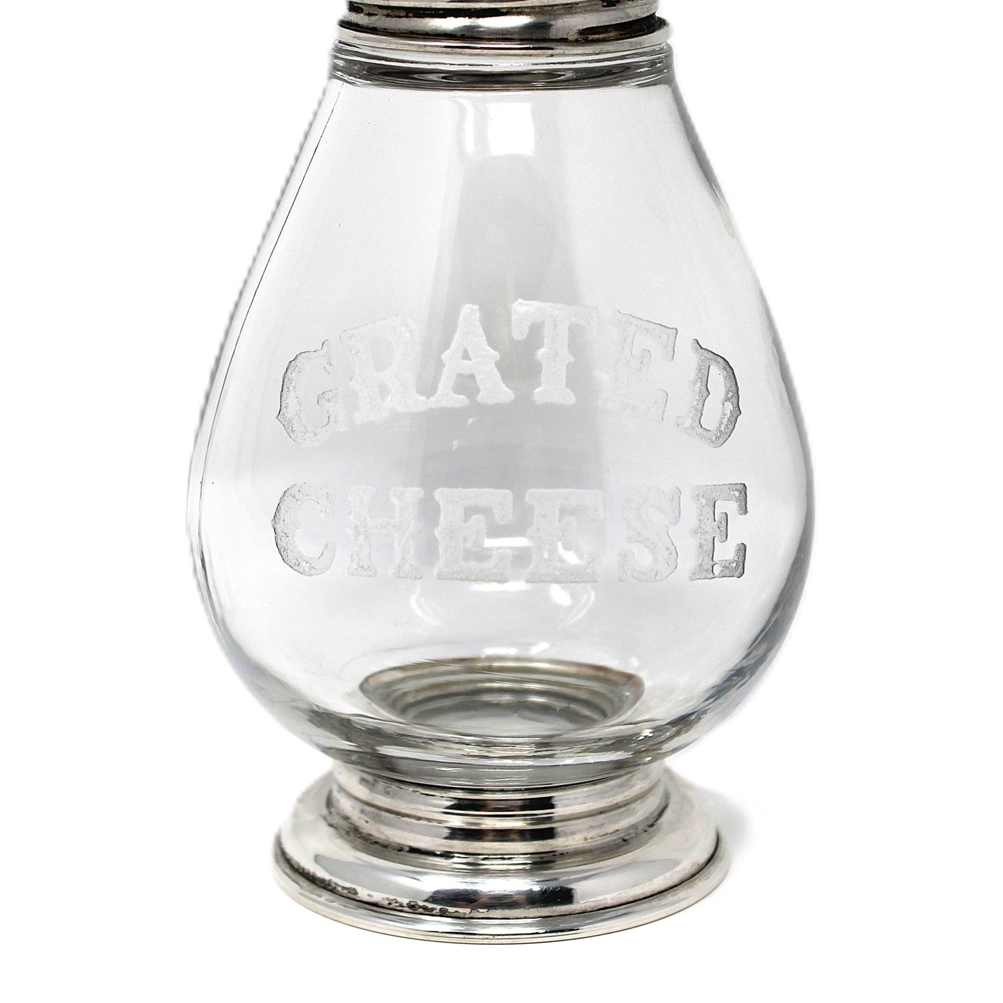 Glass and sterling silver Grated Cheese shaker, antique