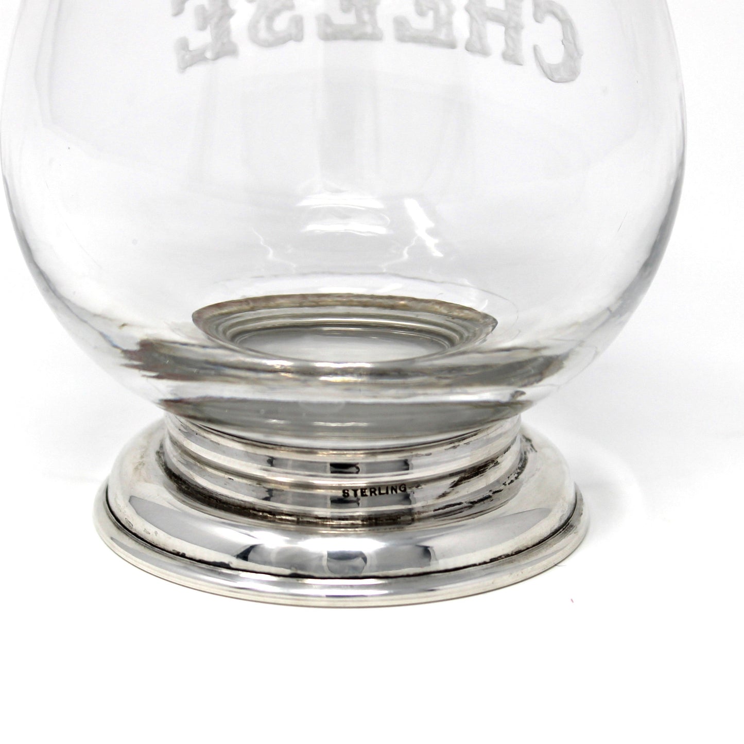 Shaker, Frank Whiting, Grated Cheese Shaker / Dispenser, Etched Glass & Sterling Silver Holloware, Antique