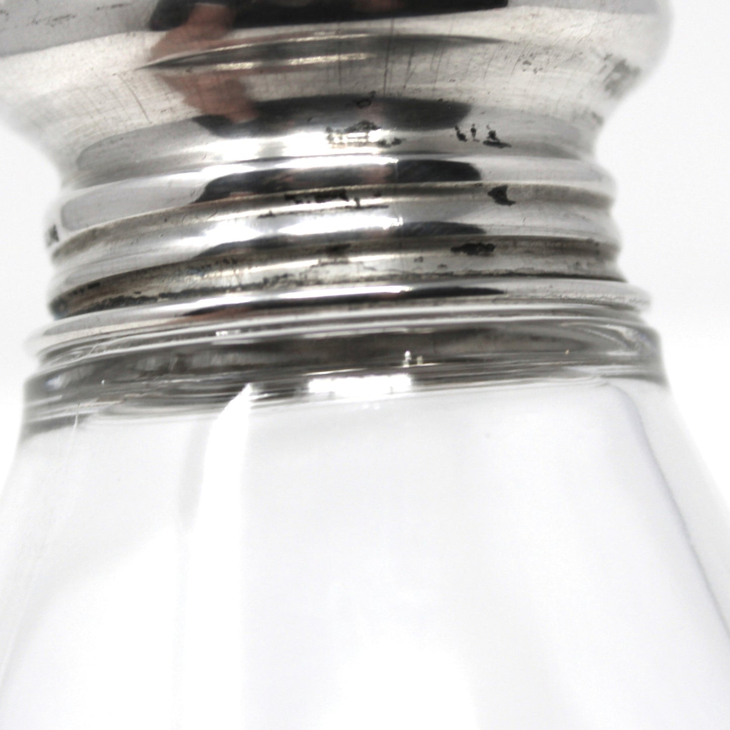 Shaker, Frank Whiting, Grated Cheese Shaker / Dispenser, Etched Glass & Sterling Silver Holloware, Antique