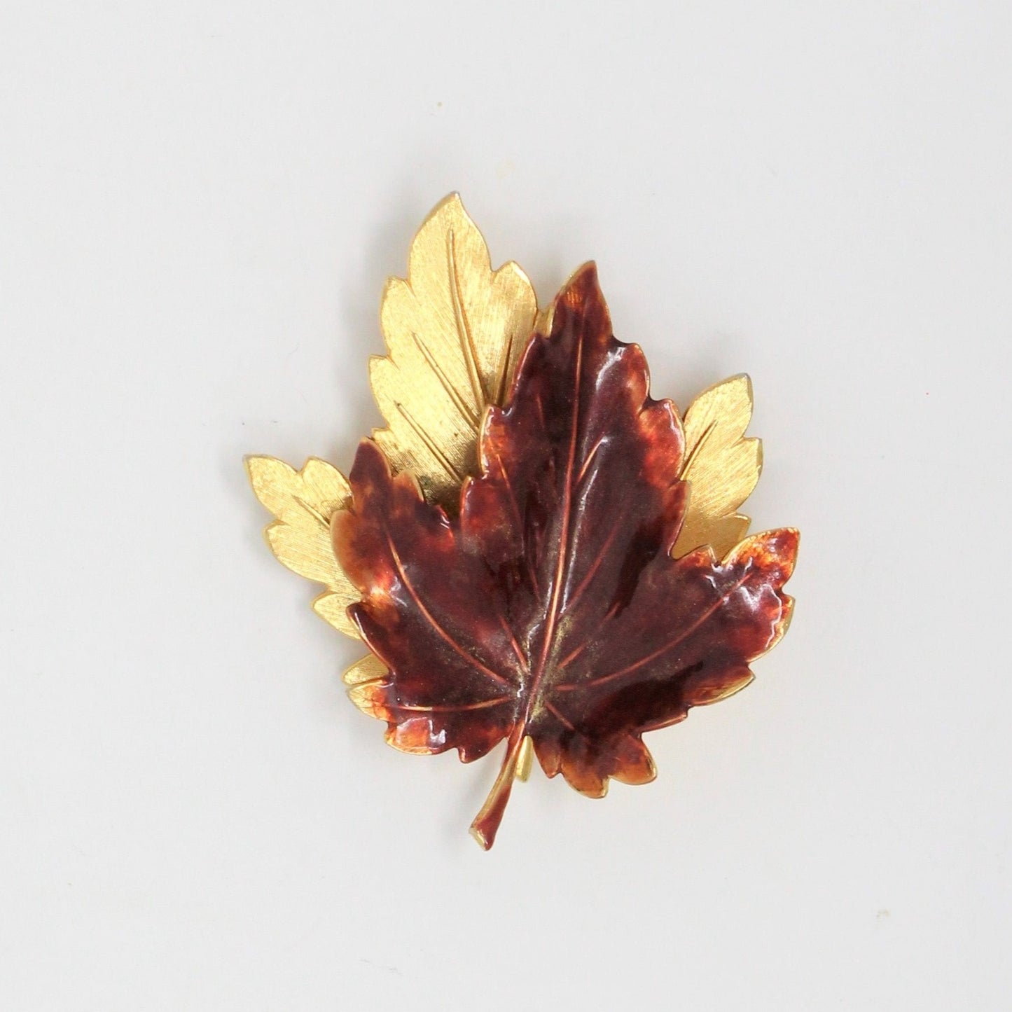 Brooch / Pin, Maple / Oak Leaves, Enamel with Gold Tone, Fall / Autumn, Vintage, SOLD