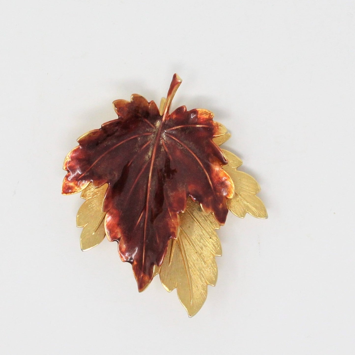 Brooch / Pin, Maple / Oak Leaves, Enamel with Gold Tone, Fall / Autumn, Vintage, SOLD