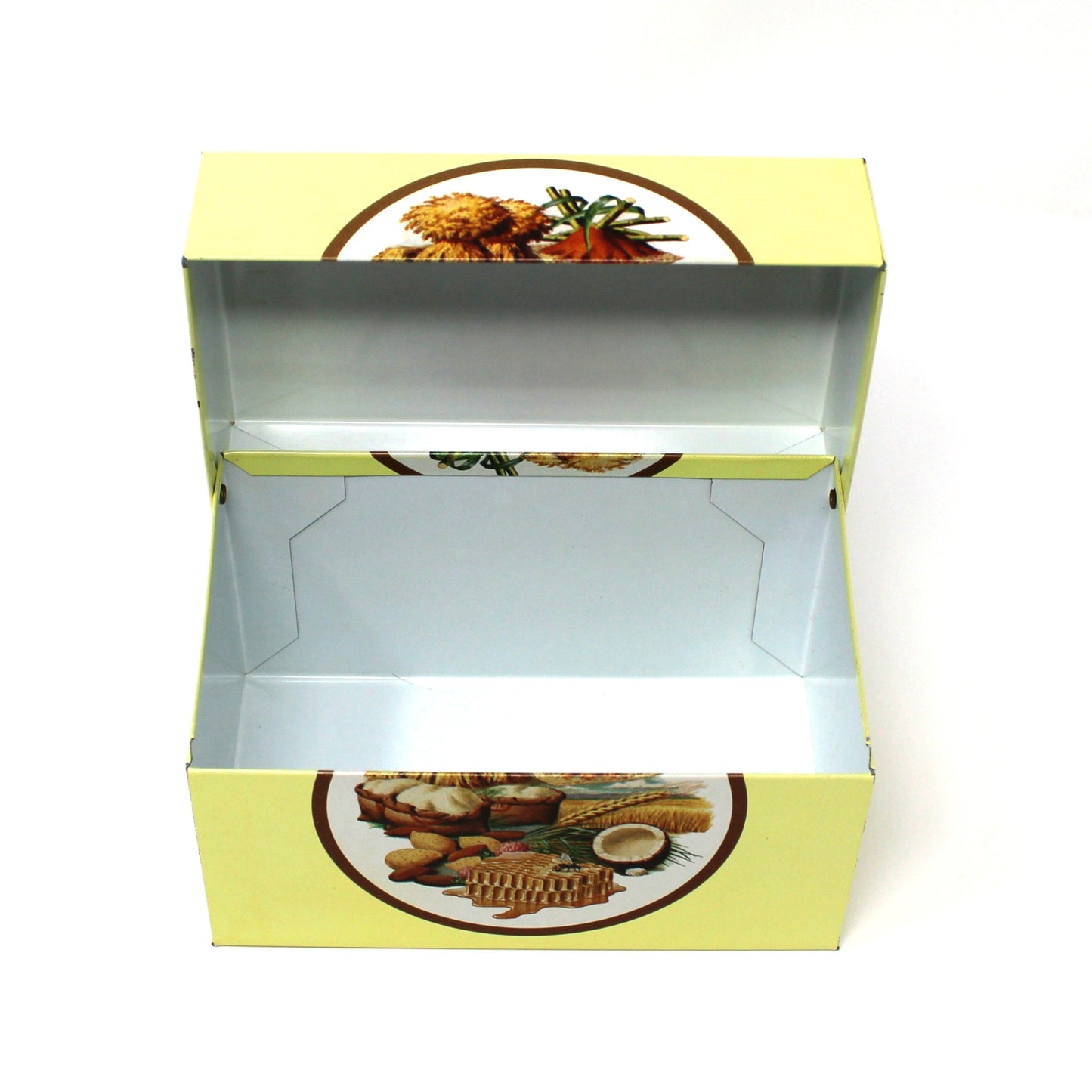 Recipe Box, C.W. Post Cereal, Retro Kitchen, Grains Theme, Includes Orig. Recipe Cards, Metal, Vintage