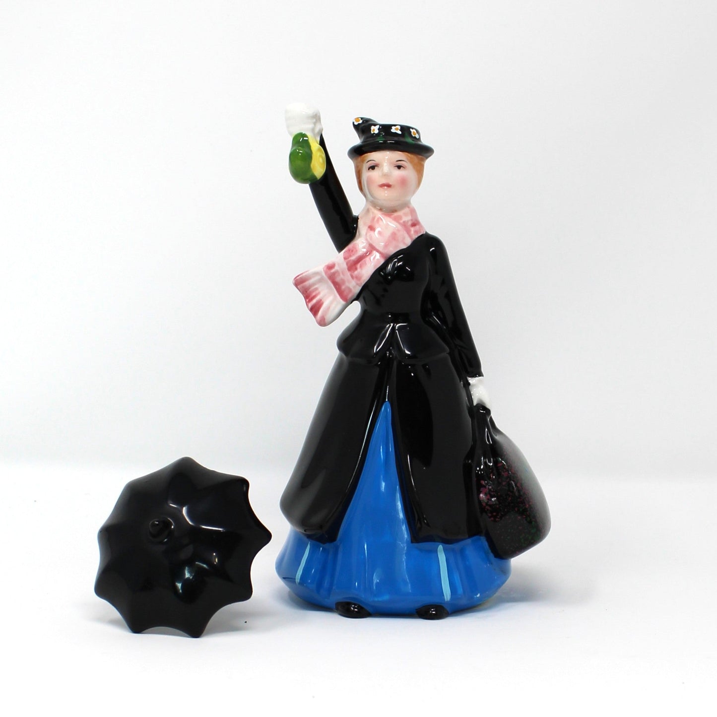 Vintage Disney figurine, Mary Poppins with black umbrella.