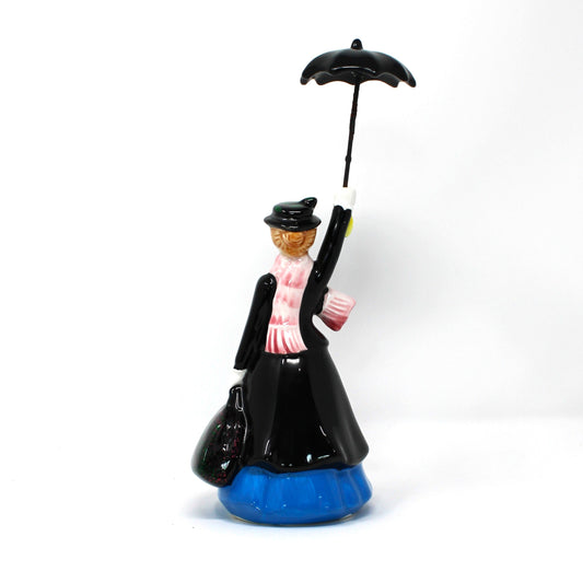 Figurine, Disney, Mary Poppins with Umbrella, Collectible Porcelain Disneyana, Vintage