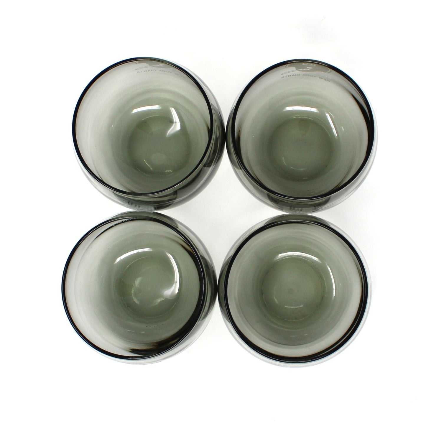 Glasses, Whiskey / Rocks, NFL New York Giants, Roly-Poly Smoked Glass, Vintage, Set of 4