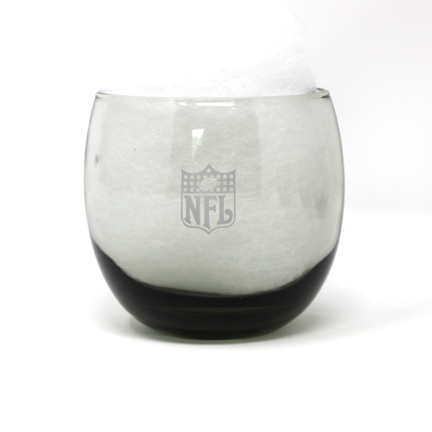 Vintage NFL Football glasses. New York Giants smoked glass roly-poly collectible barware.