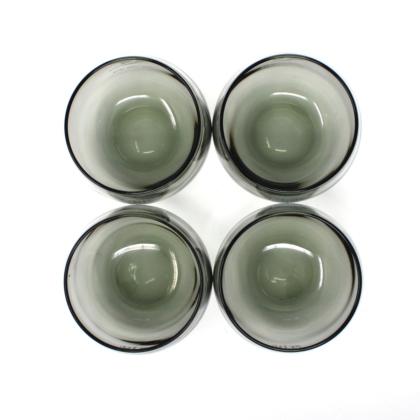 Glasses, Whiskey / Rocks, NFL New York Jets, Roly-Poly Smoked Glass, Vintage, Set of 4