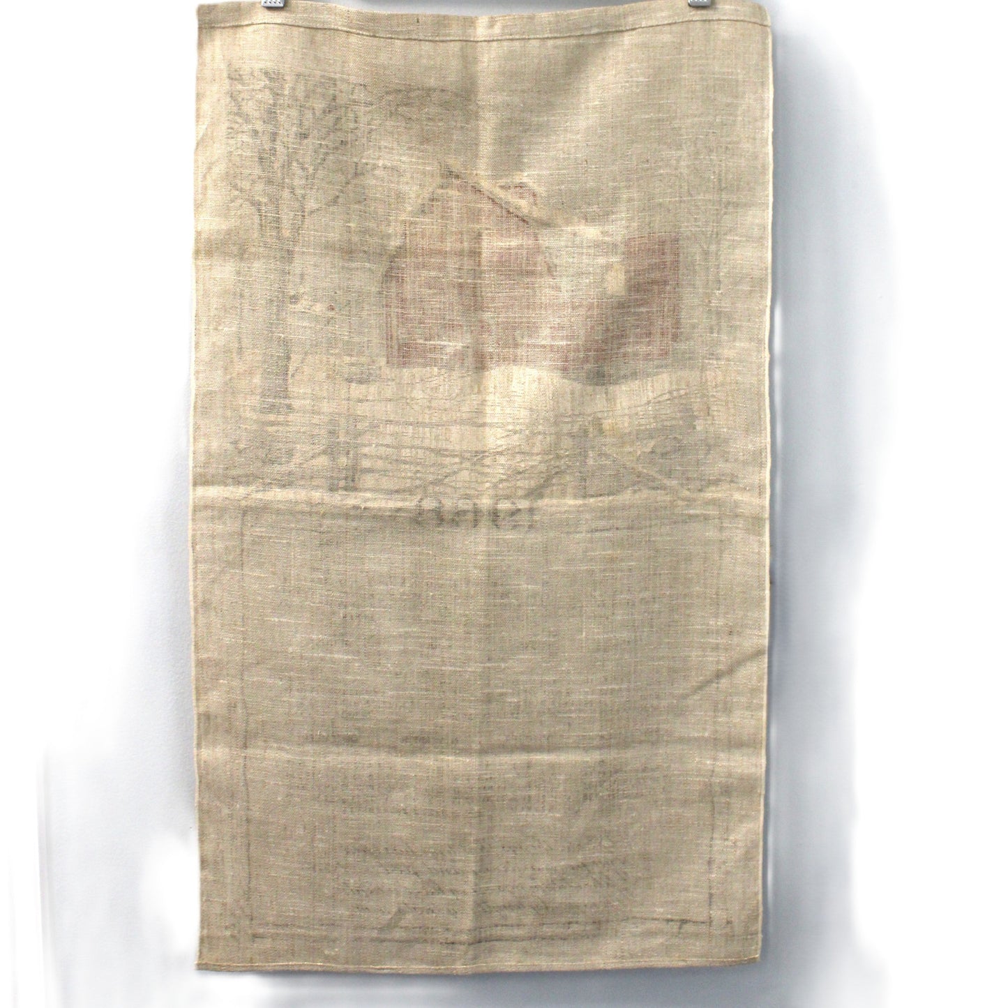 Calendar, Tea Towel, 1968 Kay Dee, Red Barn in Winter, Wallace Stevens Poem, Vintage Linen