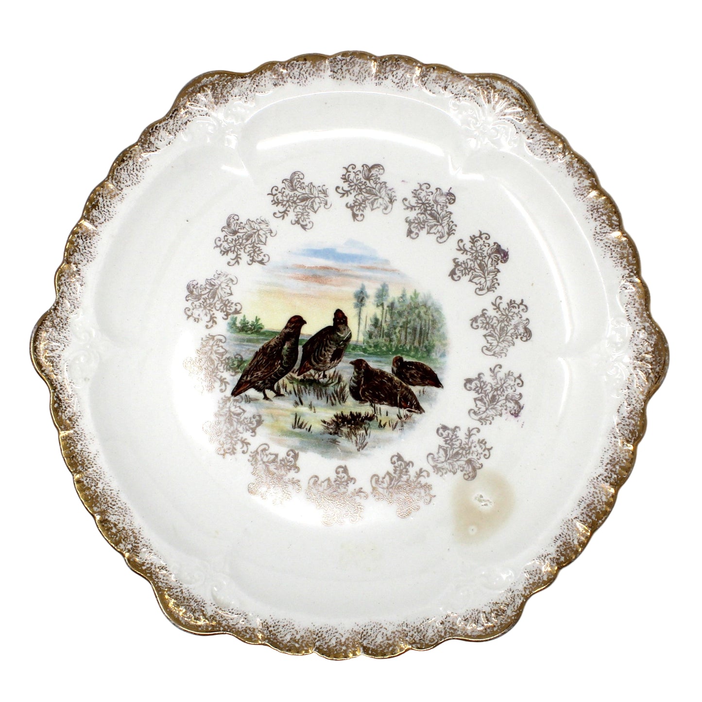 Antique Decorative Plate by Sevres, Hand Painted Game Birds, Ruffed Grouse, Cabinet Plate