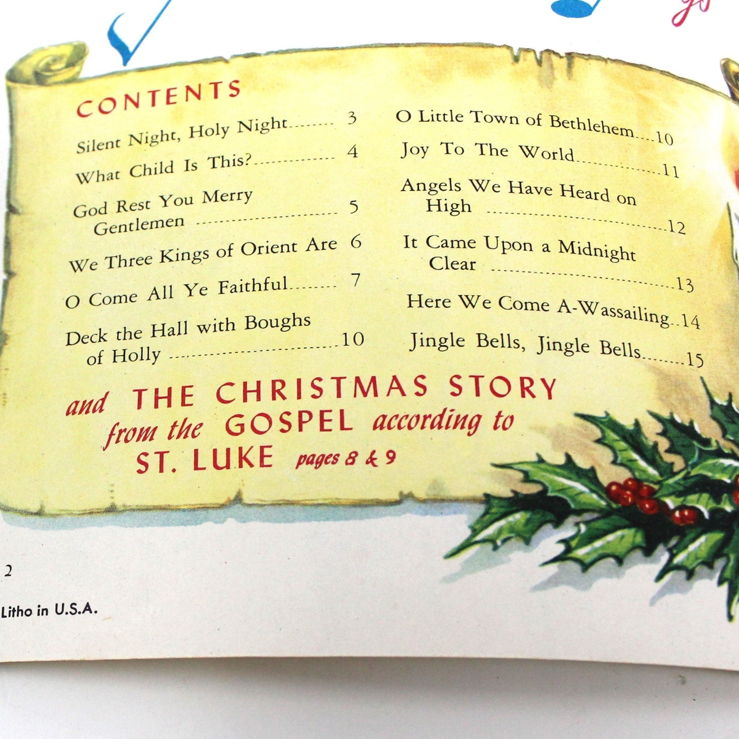 Songbook / Lead Sheet, Carols for Christmas, Vintage Litho Advertisement, RARE