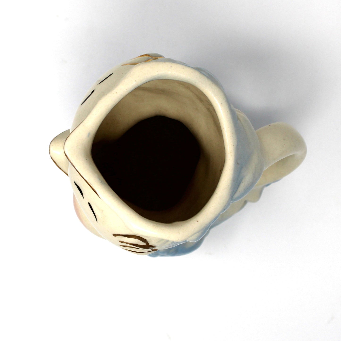 Milk Pitcher, Shawnee Pottery, Blue Bird / Owl Chick Pitcher, USA, Vintage