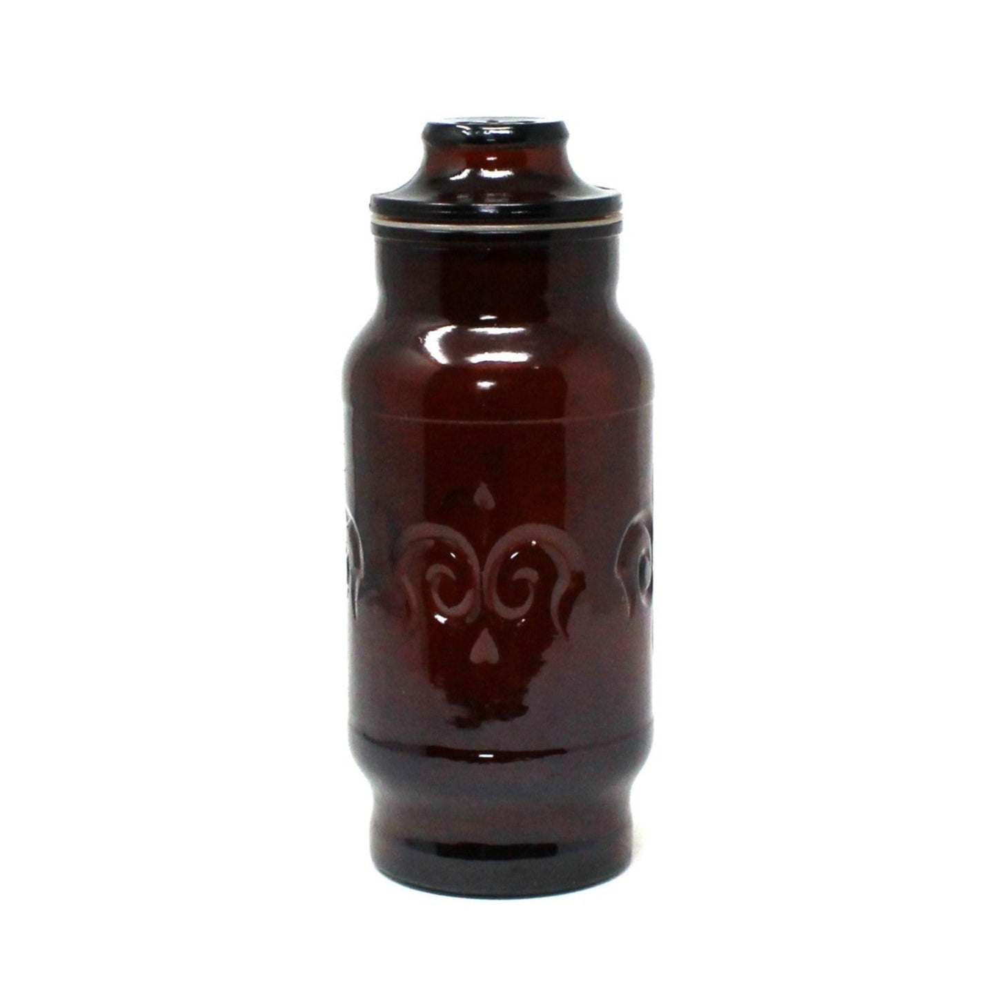 Canister, Borden Cremora Promotional Brown Glass Jar, Fleur de Lis, Vintage