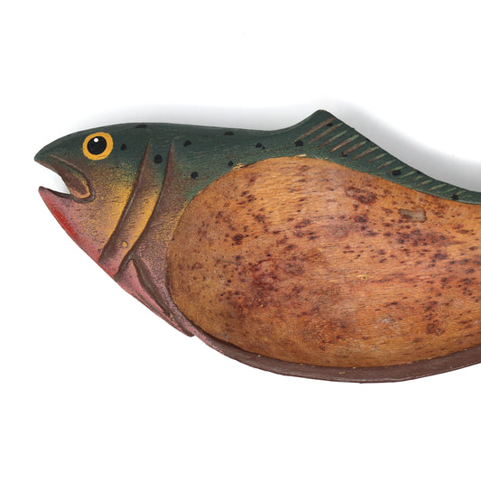 Wood Carving, Fish Bowl, Hand Carved Wooden Salmon, Vintage