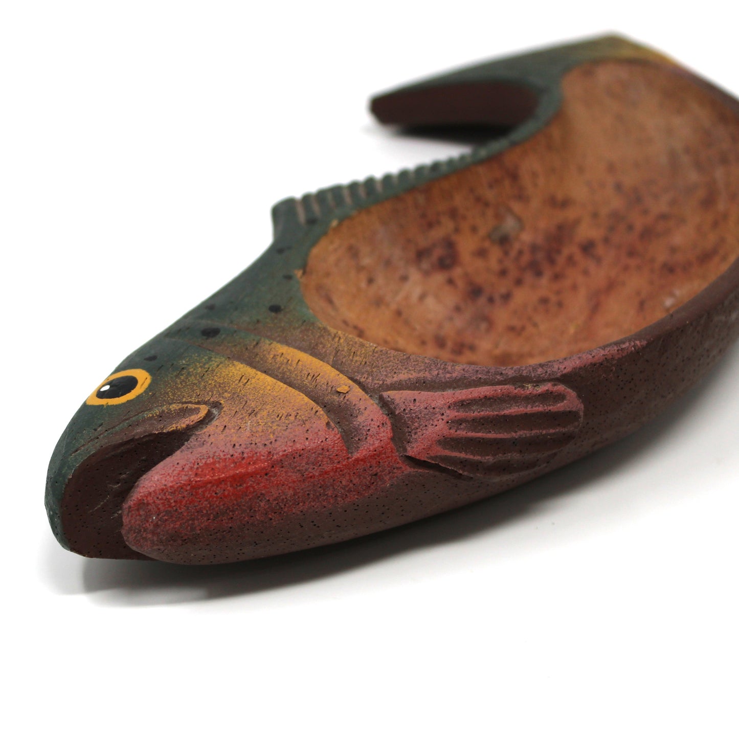 Wood Carving, Fish Bowl, Hand Carved Wooden Salmon, Vintage