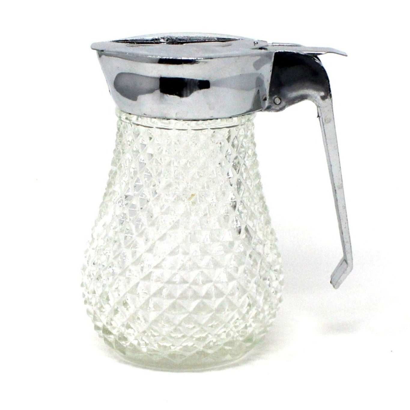 Dispenser, Syrup, Diamond Point, Glass, Vintage Import, SOLD