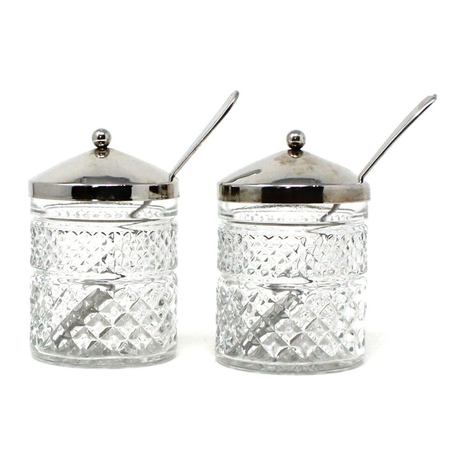 Condiment Jar, KIG, Wexford Glass Jam / Jelly Jar with Metal Lid and Spoon, Vintage