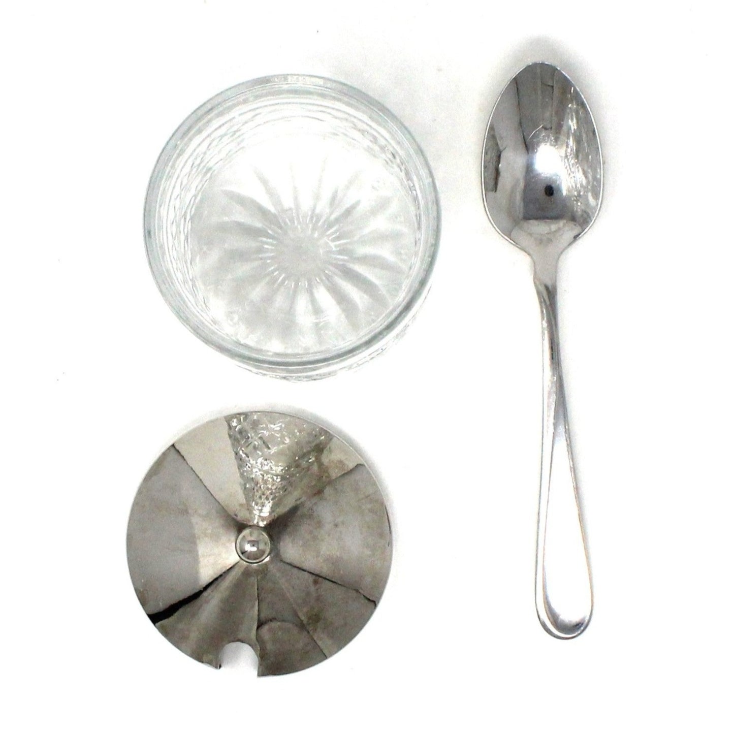 Condiment Jar, KIG, Wexford Glass Jam / Jelly Jar with Metal Lid and Spoon, Vintage