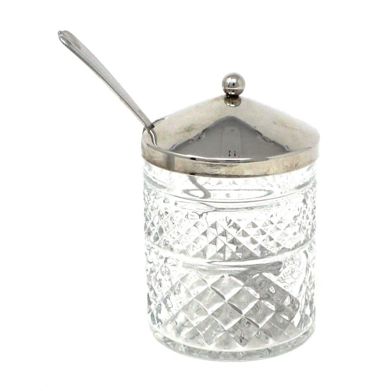 Condiment Jar, KIG, Wexford Glass Jam / Jelly Jar with Metal Lid and Spoon, Vintage