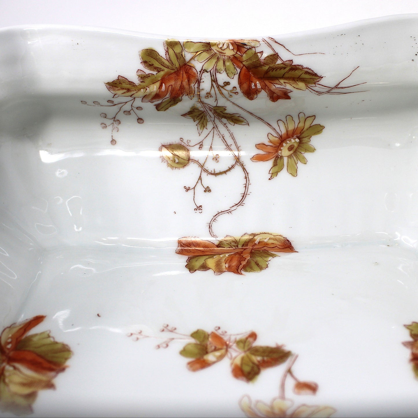Bowl, Count Thun Factory, Square Bowl, Hand Painted Florals, Czech Porcelain, Leonard Vienna, Pattern 7612, Antique