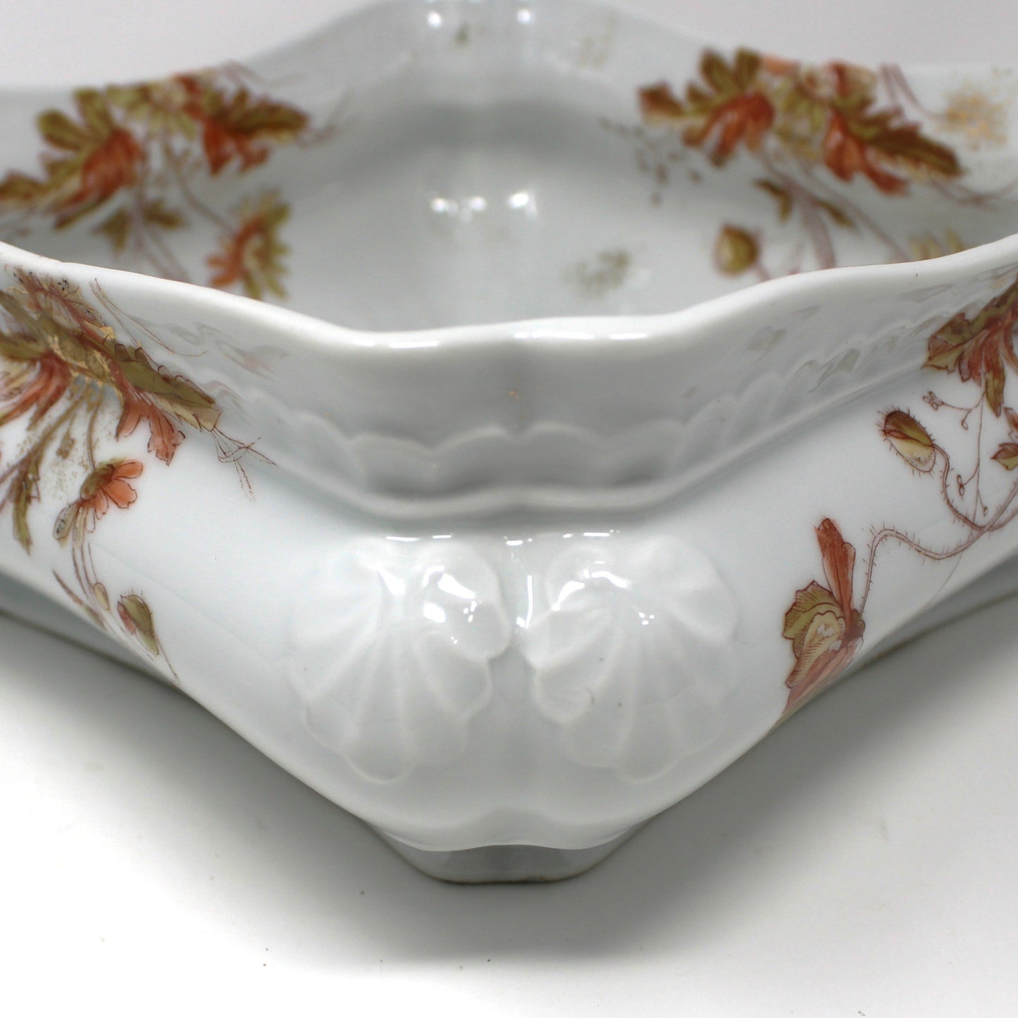 Bowl, Count Thun Factory, Square Bowl, Hand Painted Florals, Czech Porcelain, Leonard Vienna, Pattern 7612, Antique