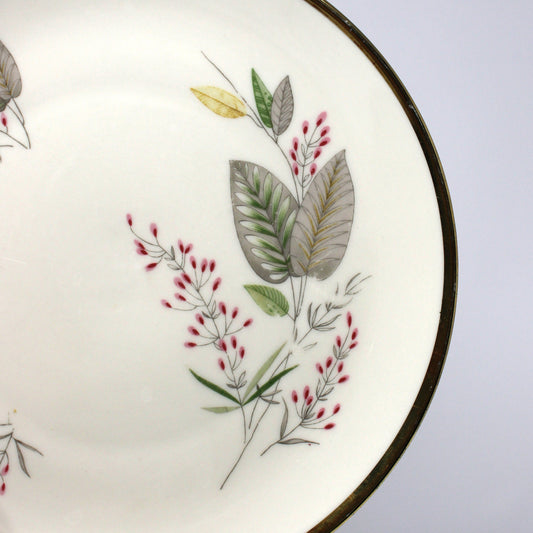 Teacup & Saucer with Matching Salad Plate, Seltmann Weiden, Monstera Fenestrated Foliage Leaves, Vintage Bavaria