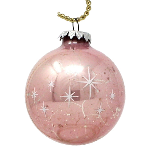 Ornaments, Glass Ball, Bronner's Austria, Baby's First Christmas Pink, Vintage Christmas