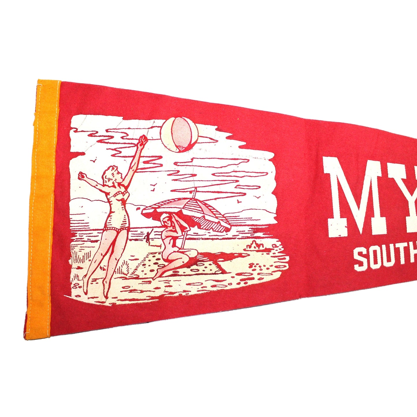 Pennant, Myrtle Beach, SC Souvenir Collectible, Vintage 25"