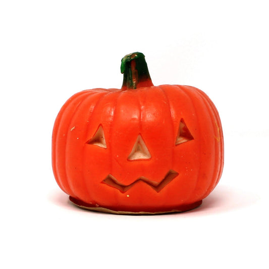 Vintage figural Halloween pumpkin candle, Jack O Lantern by Guild House. Never been burned.