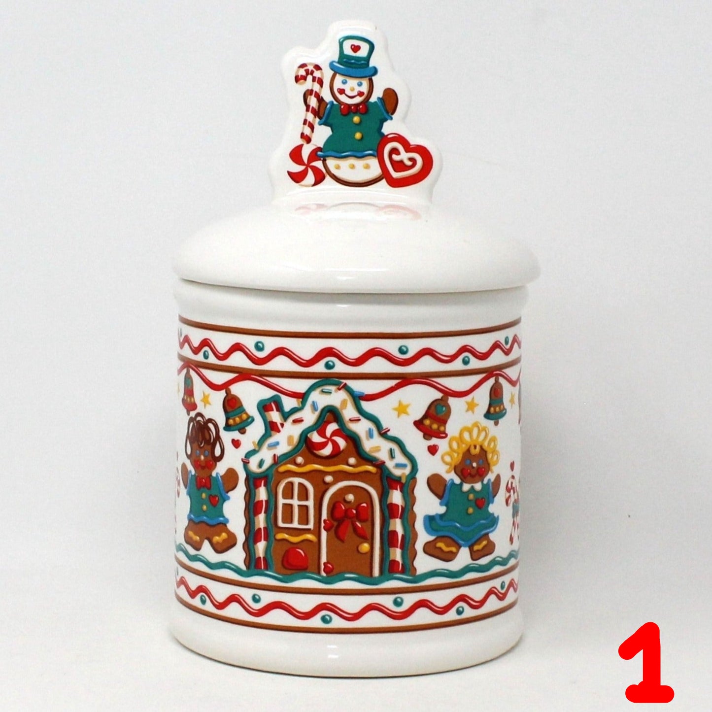 Cookie Jar, Teleflora, Gingerbread House Christmas Jar / Canister, Vintage