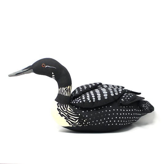 Decoy Bird, Loon Plush Bird, Fabric Waterfowl Pillow, Decorative Minnesota State Bird, Vintage
