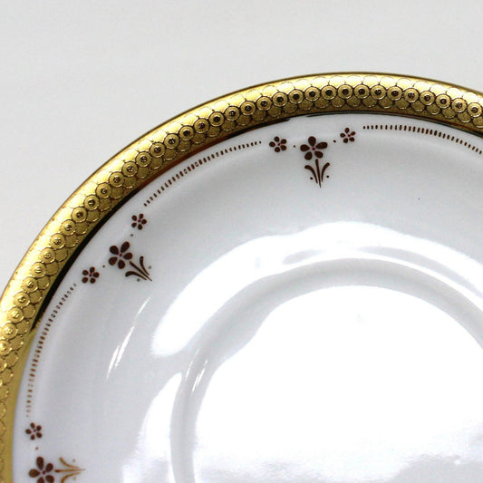 Demitasse & Saucer, Tirschenreuth Bavaria, Gold Encrusted Floral, Vintage Germany