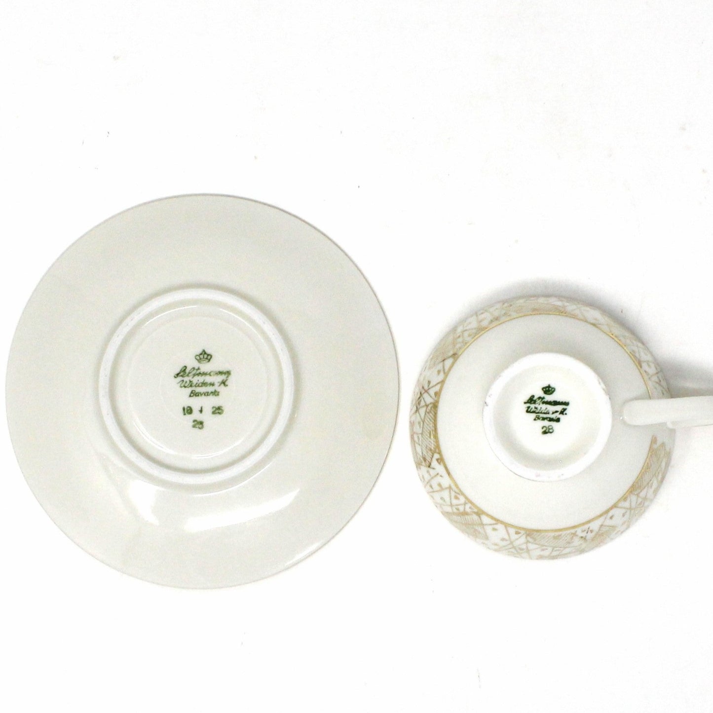 Demitasse & Saucer, Seltmann Weiden, Gold Encrusted Geometric, Vintage Bavaria