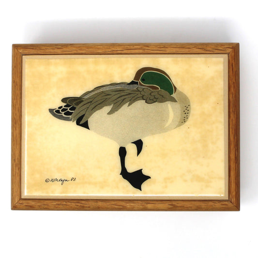Box, Jewelry Box, Mallard Duck Tile Insert, Artist Signed W. Morgan, Vintage