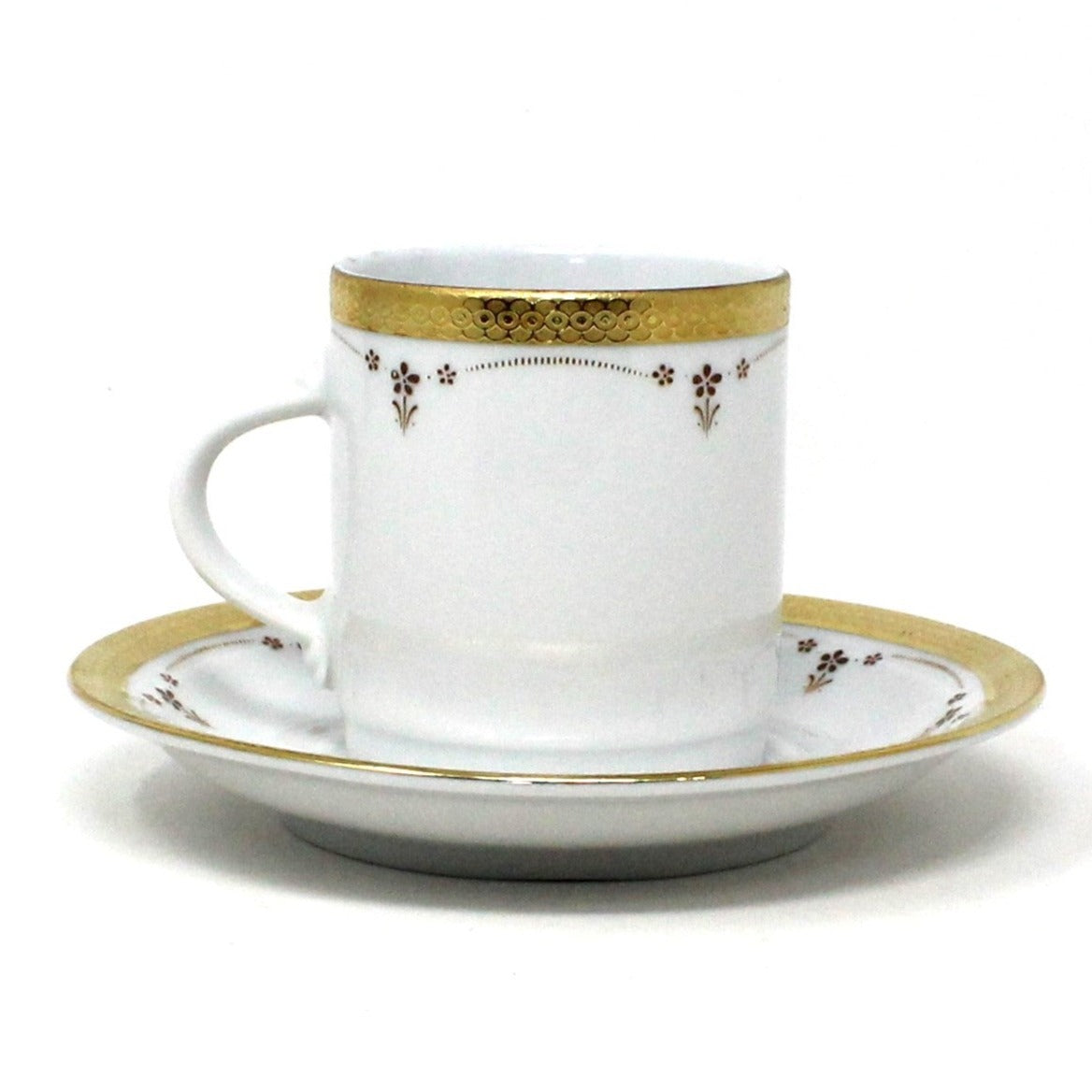 Demitasse & Saucer, Tirschenreuth Bavaria, Gold Encrusted Floral, Vintage Germany