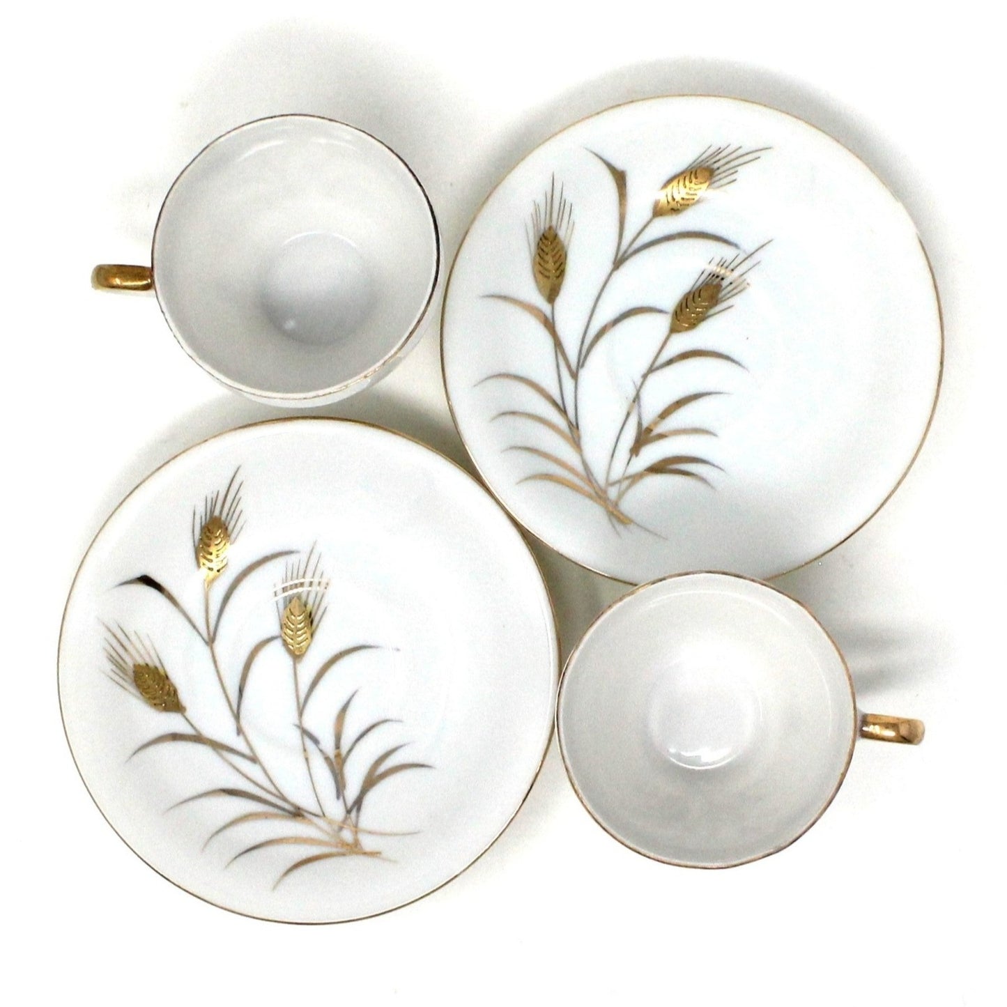 Demitasse & Saucer, Tilso Japan, Gold Wheat, Set of 2, Vintage