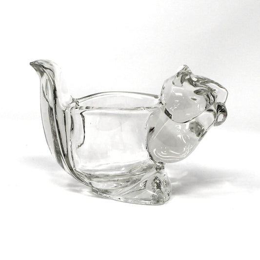 Vintage Squirrel Shaped Candle Holder.  Clear glass votive holder from Avon. Collectible.