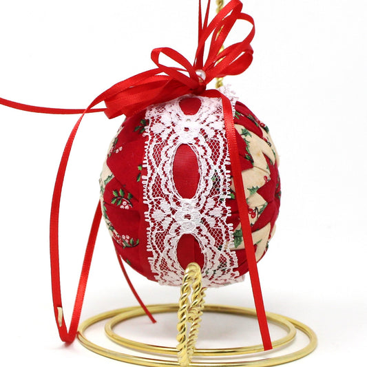 Ornaments, Quilted Ornament Handmade, Red, Green & White Christmas Decor