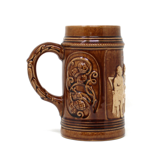 Beer Mug, German Stein, Studio Pottery, Brown Glaze, Impressed JWC Mark, Vintage