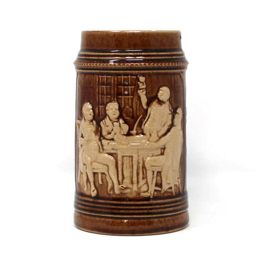 Beer Mug, German Stein, Studio Pottery, Brown Glaze, Impressed JWC Mark, Vintage