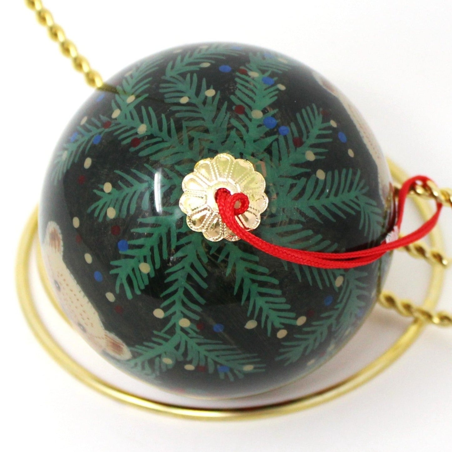 Ornaments, Ganz, Christmas Glass Ball, Teddy Bear with Gifts, 3"