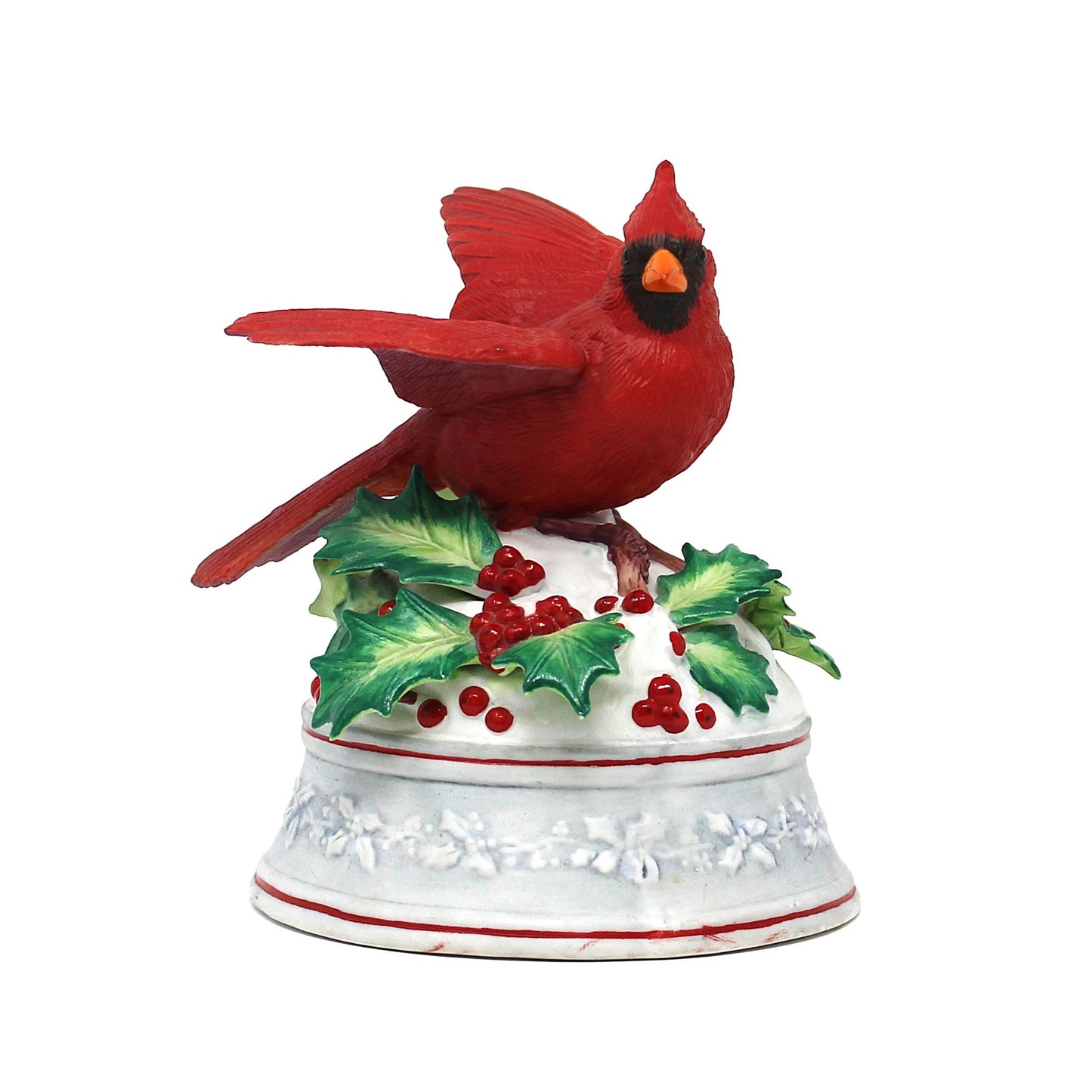 Musical Figurine, Christmas Cardinal, Plays Beethoven's Fur Elise, Porcelain, Vintage